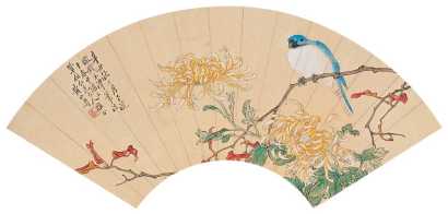 黄山寿 辛丑（1901年）作 花鸟 扇面